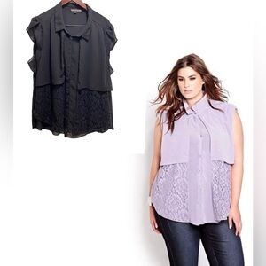 Addition Elle Love & Legend Black Sheer Chiffon Sleeveless Blouse Size 20